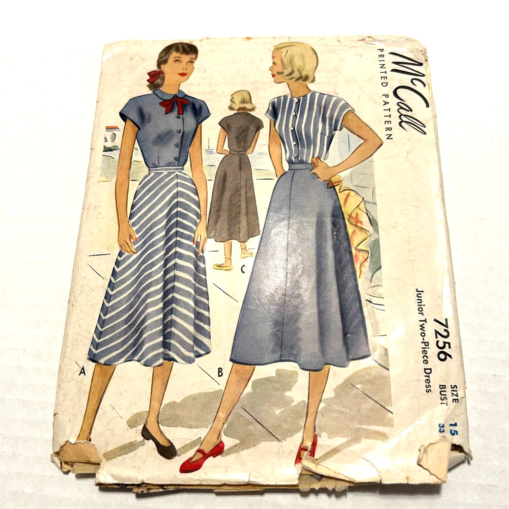 McCalls Vintage Pattern‎ #7256 Junior 2 Piece Dress Size 15 HTF